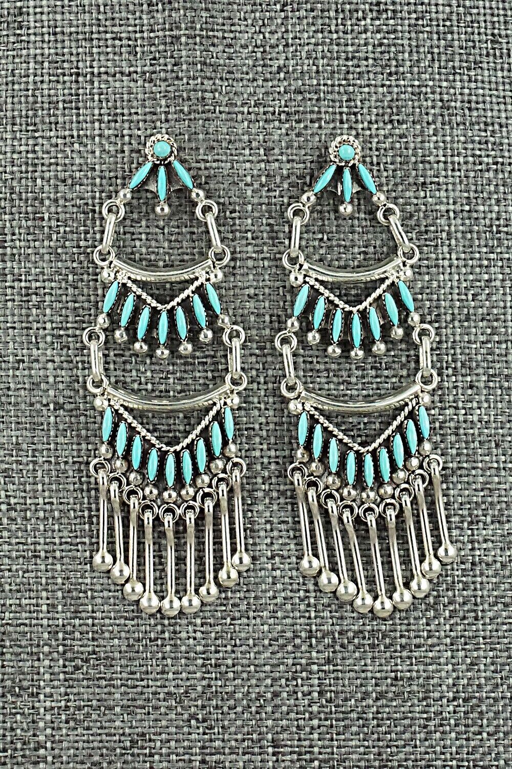 Turquoise & Sterling Silver Earrings - Stewart Nakatewa