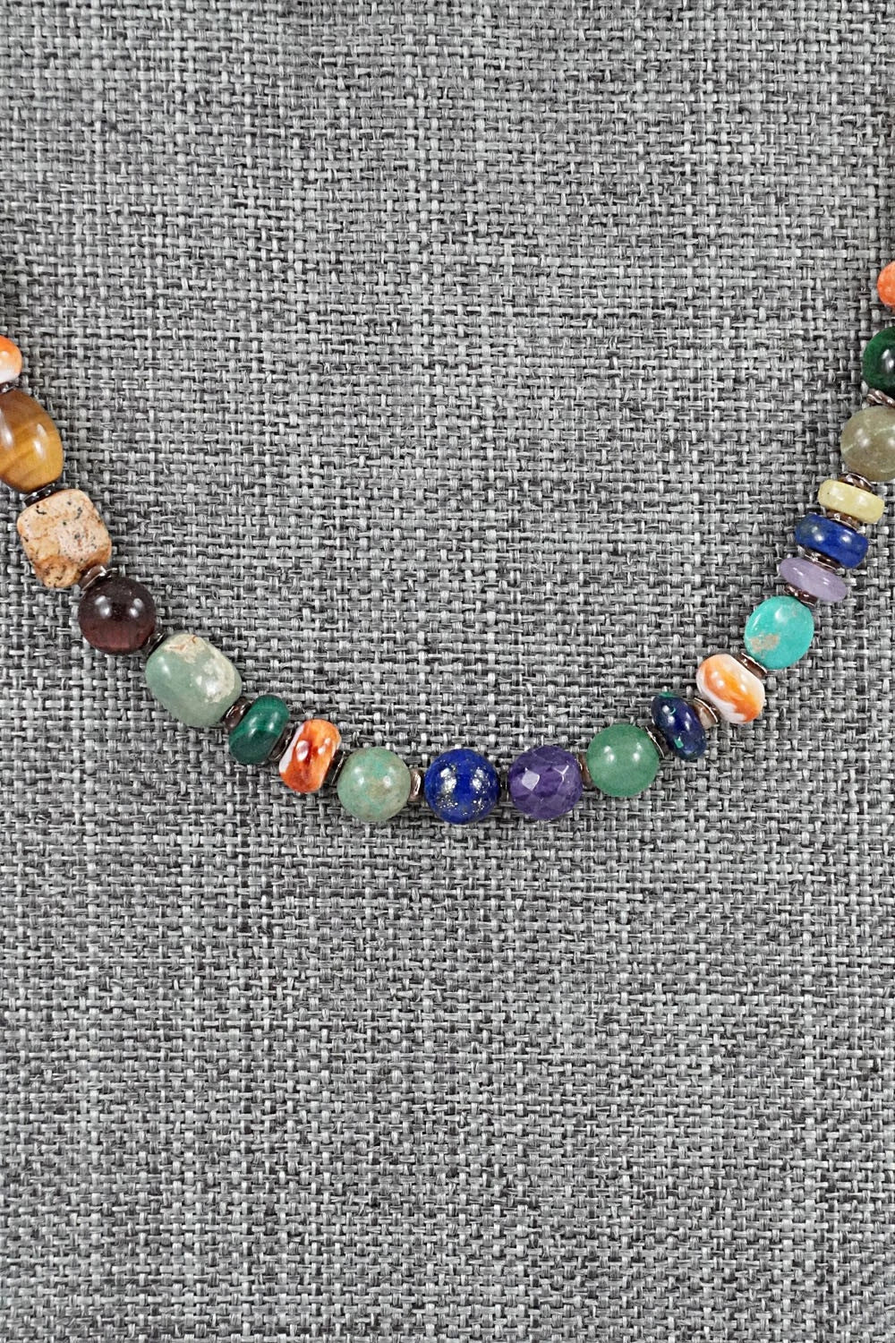 Multi-Stone & Sterling Silver Necklace 18"- Helen Tsosie