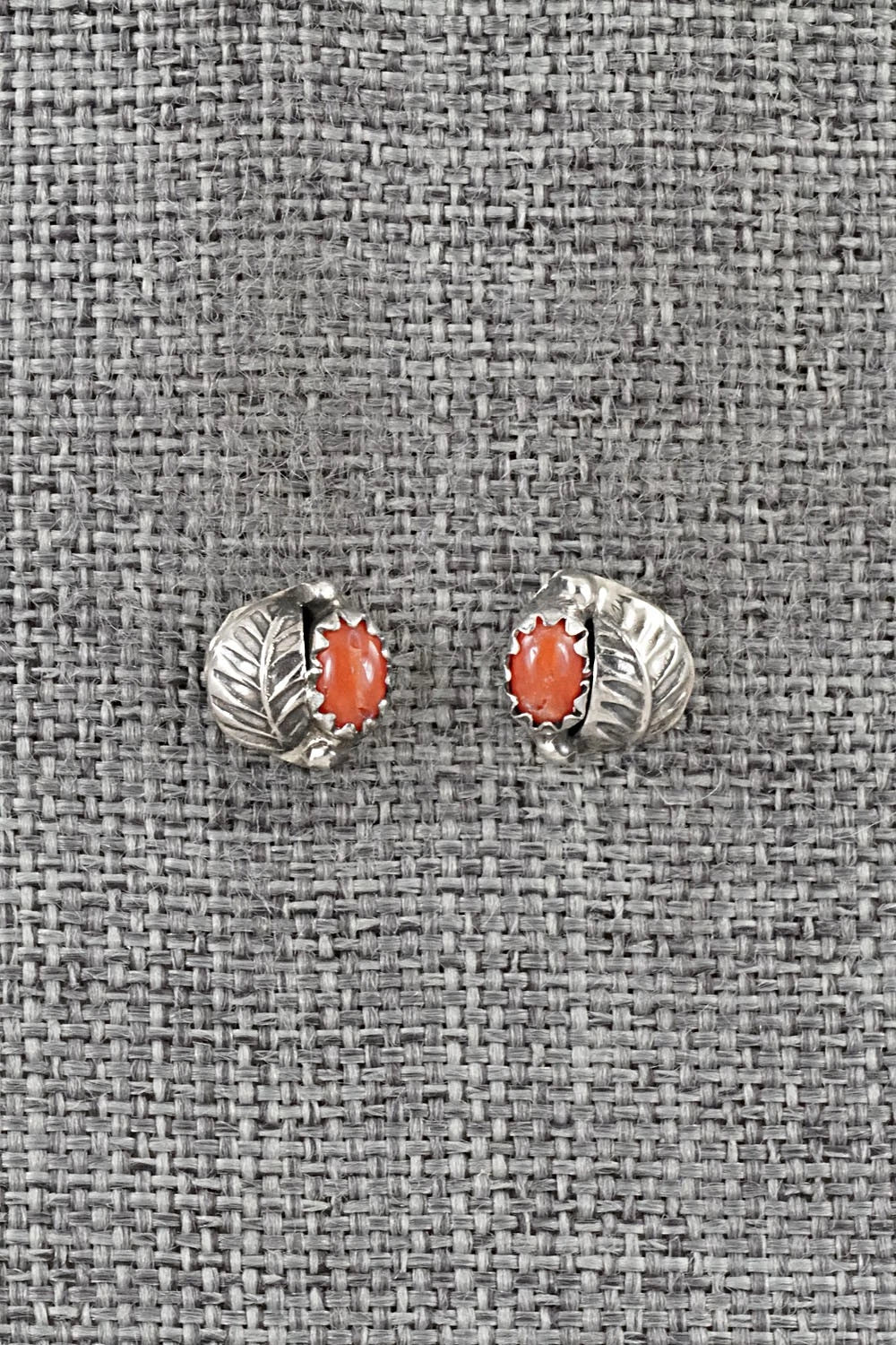 Coral & Sterling Silver Earrings - Roselene Joe
