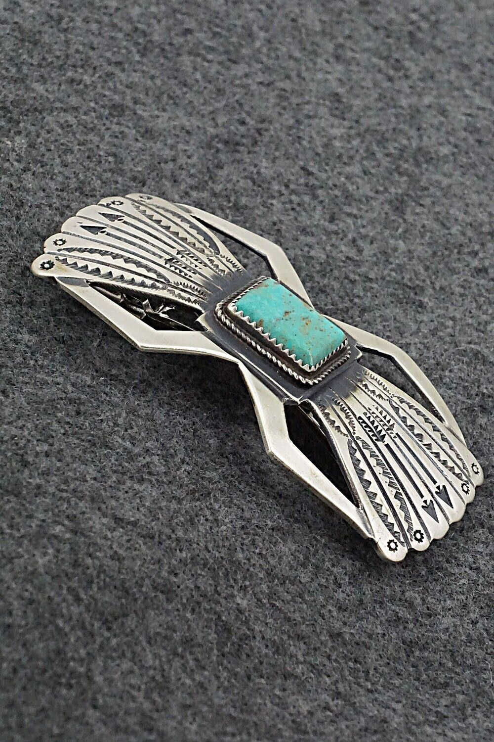 Turquoise & Sterling Silver Hair Barrette - Martha Cayatineto