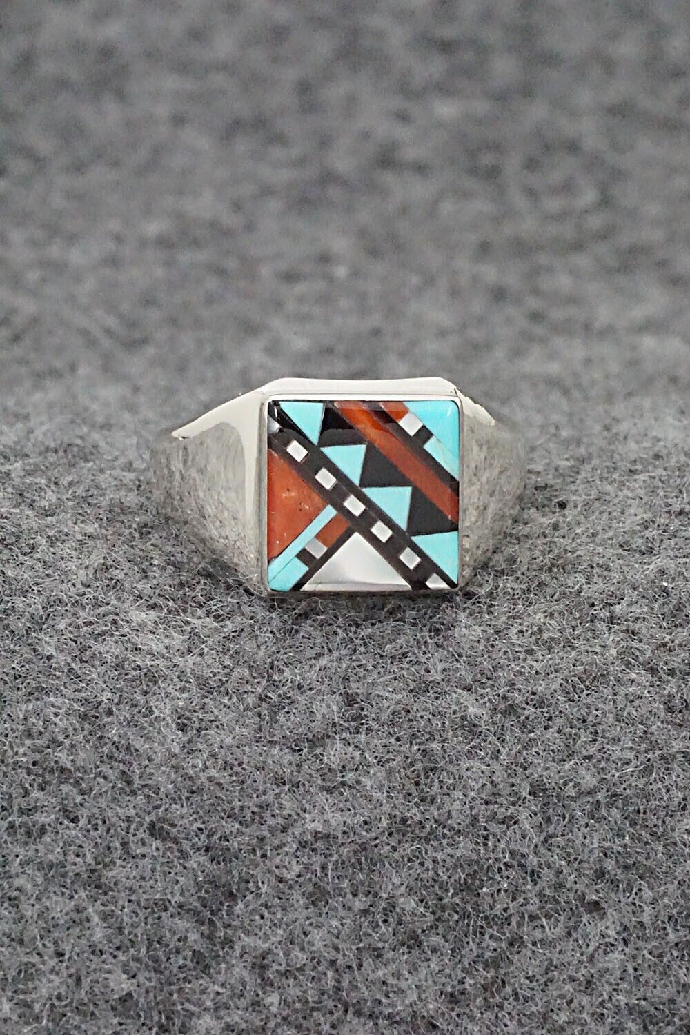 Multi Stone & Sterling Silver Ring - Herbert Kallestewa - Size 9.75