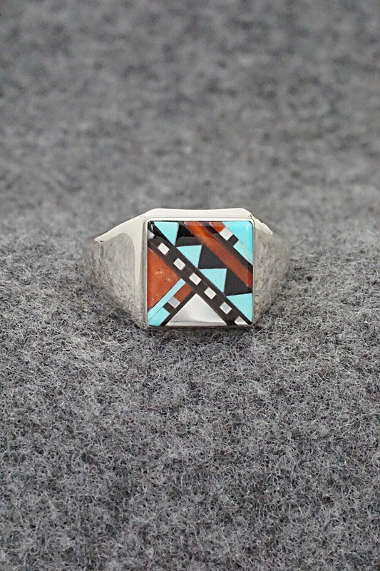 Multi Stone & Sterling Silver Ring - Herbert Kallestewa - Size 9.75