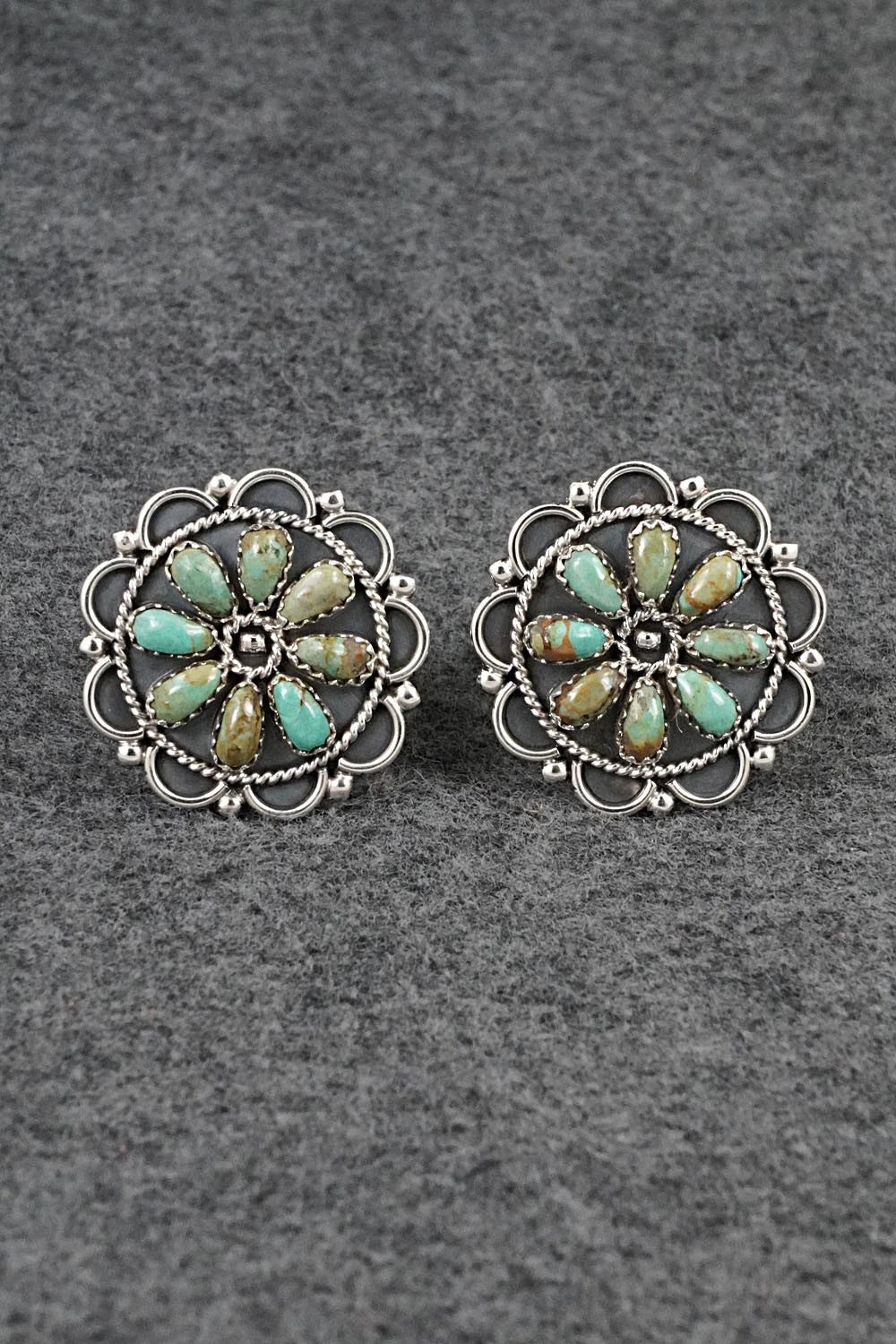 Turquoise & Sterling Silver Squash Blossom Set - Gerald Mitchell
