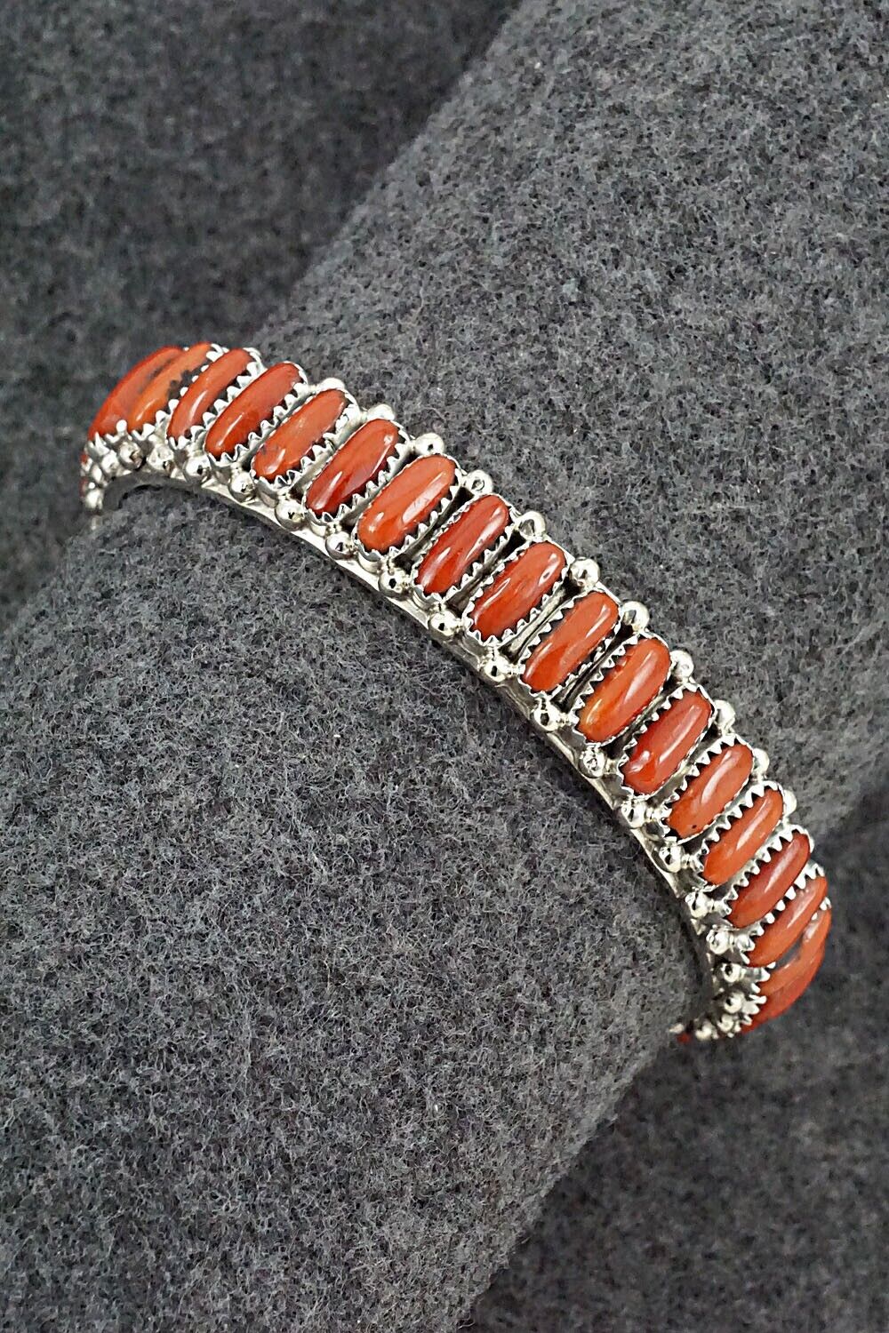 Coral & Sterling Silver Bracelet - Jasper Wilson