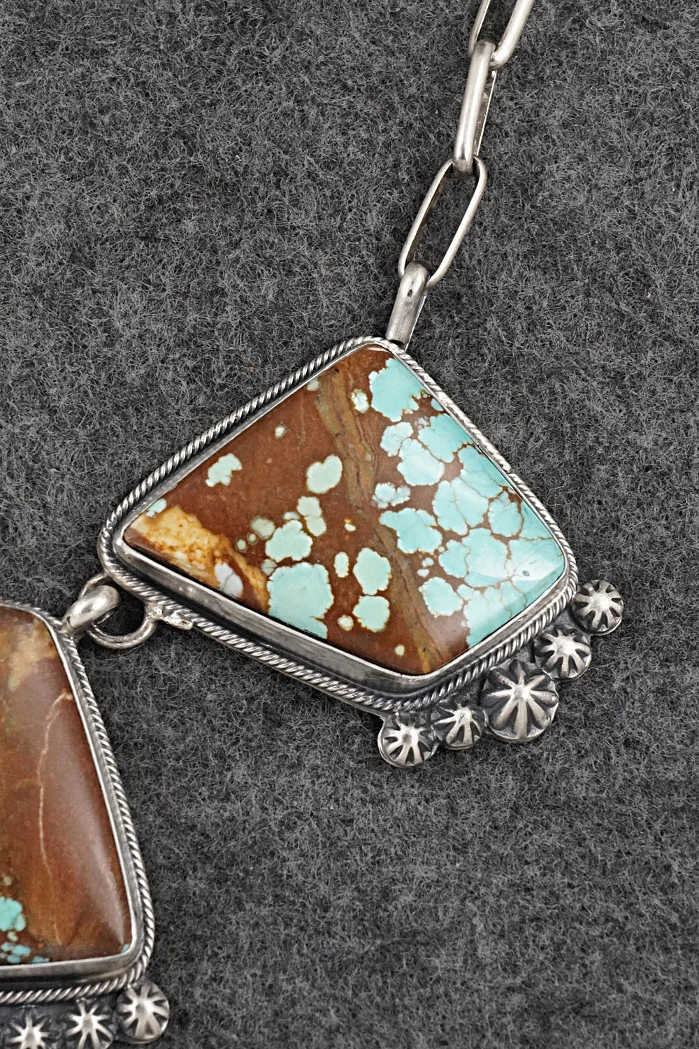 Turquoise & Sterling Silver Necklace and Earrings Set - Bobby Johnson