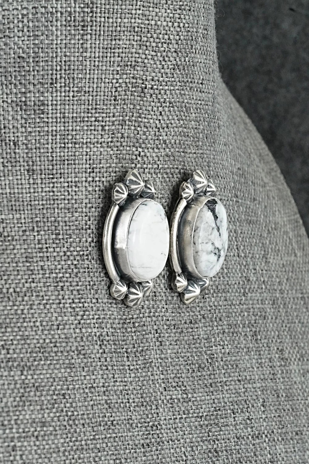 White Buffalo & Sterling Silver Squash Blossom Set - Darrin Livingston