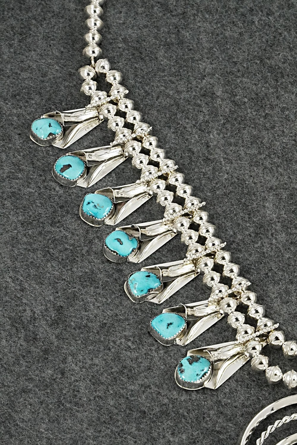 Turquoise & Sterling Silver Squash Blossom Set - Louise Yazzie