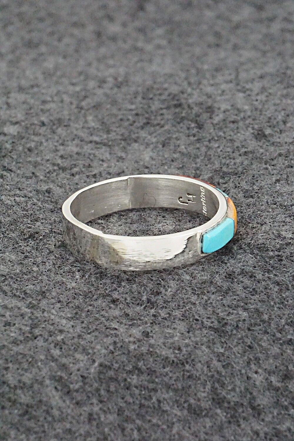 Spiny Oyster, Turquoise & Sterling Silver Ring - Helena Jim - Size 13