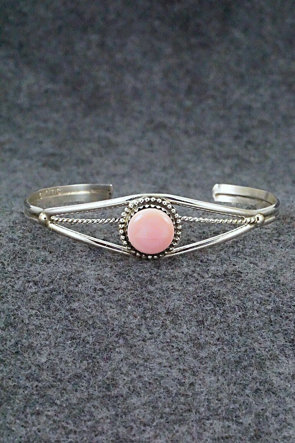 Pink Conch Shell & Sterling Silver Bracelet - Esther White
