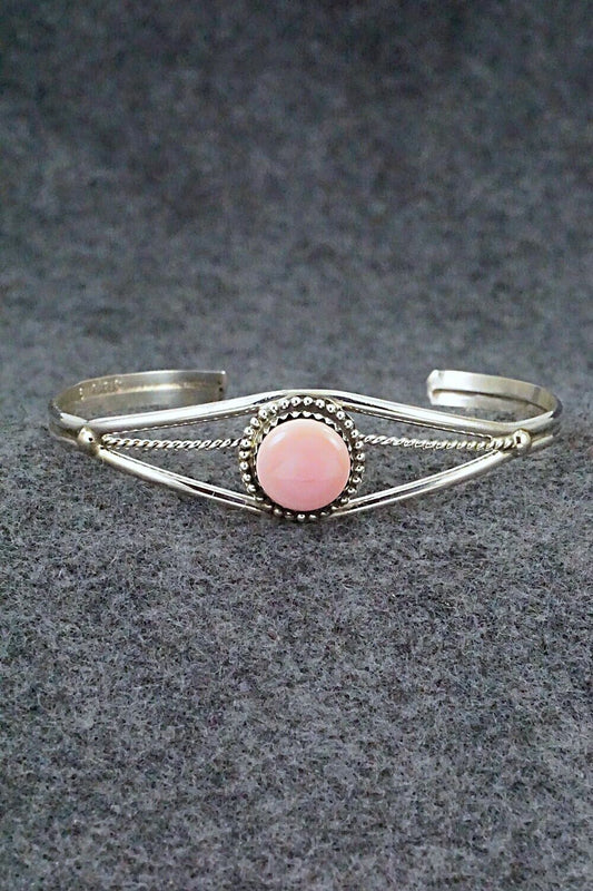 Pink Conch Shell & Sterling Silver Bracelet - Esther White