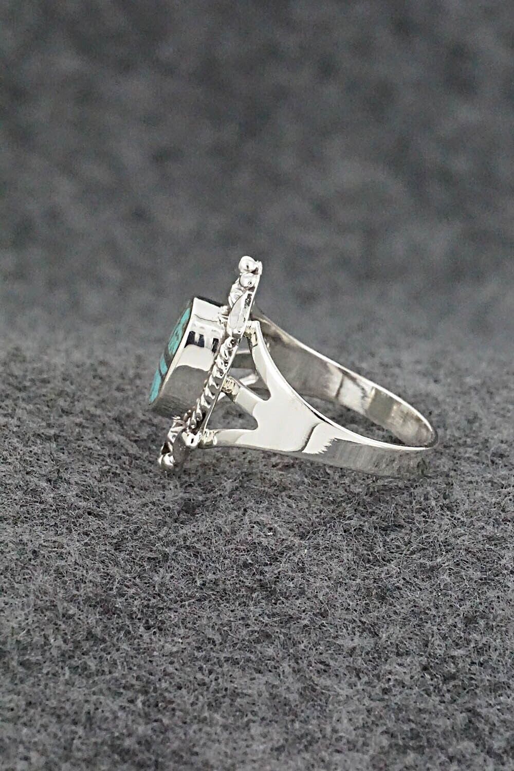 Turquoise & Sterling Silver Inlay Ring - James Manygoats - Size 9