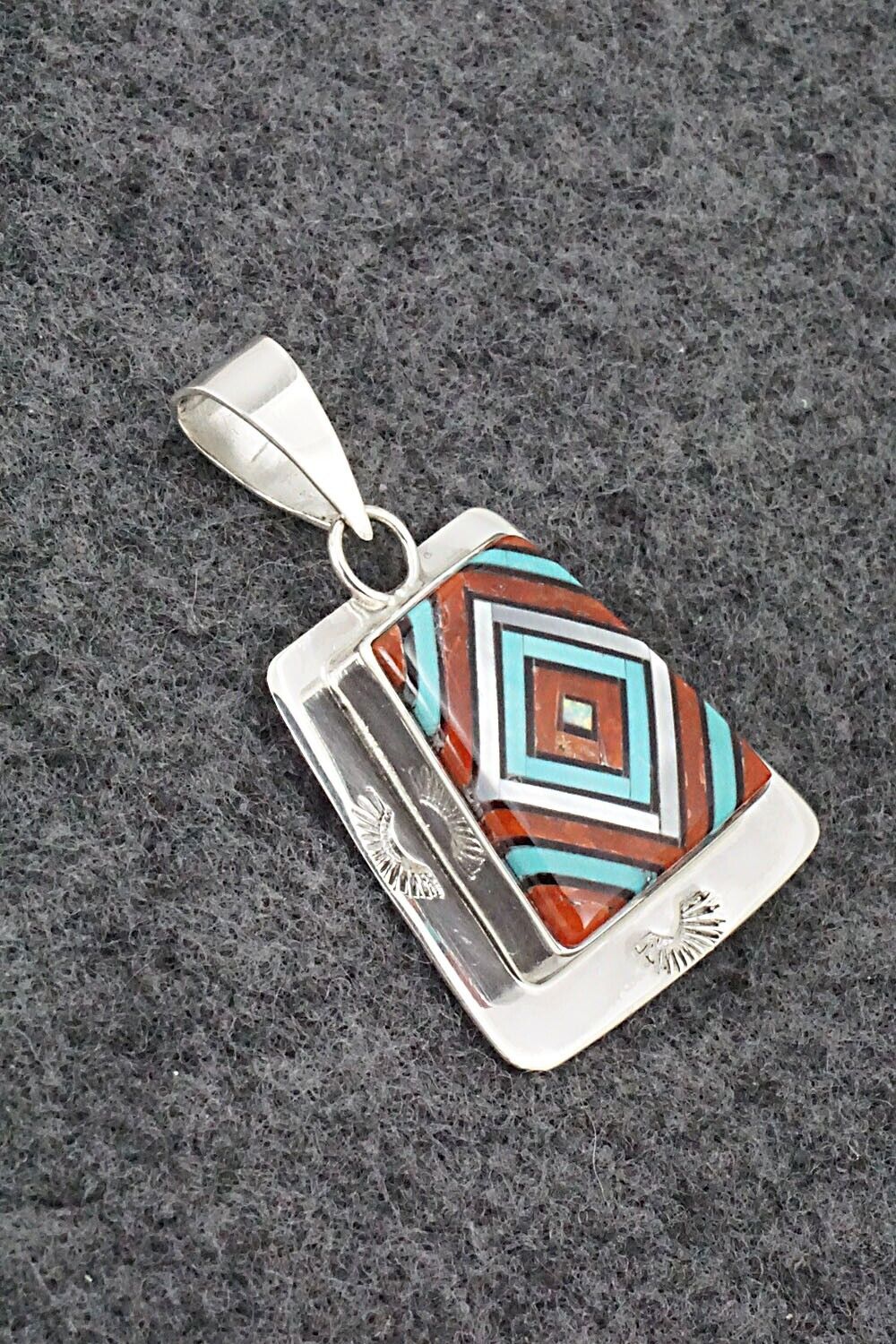 Multi Stone & Sterling Silver Inlay Ring and Pendant - Vernon Vacit