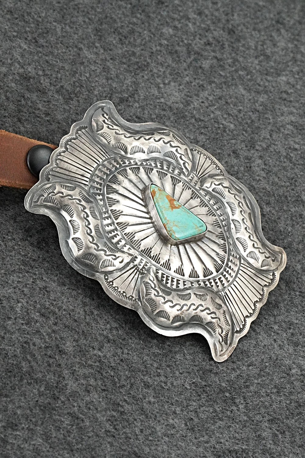 Turquoise, Sterling Silver & Leather Concho Belt - Dan Morgan