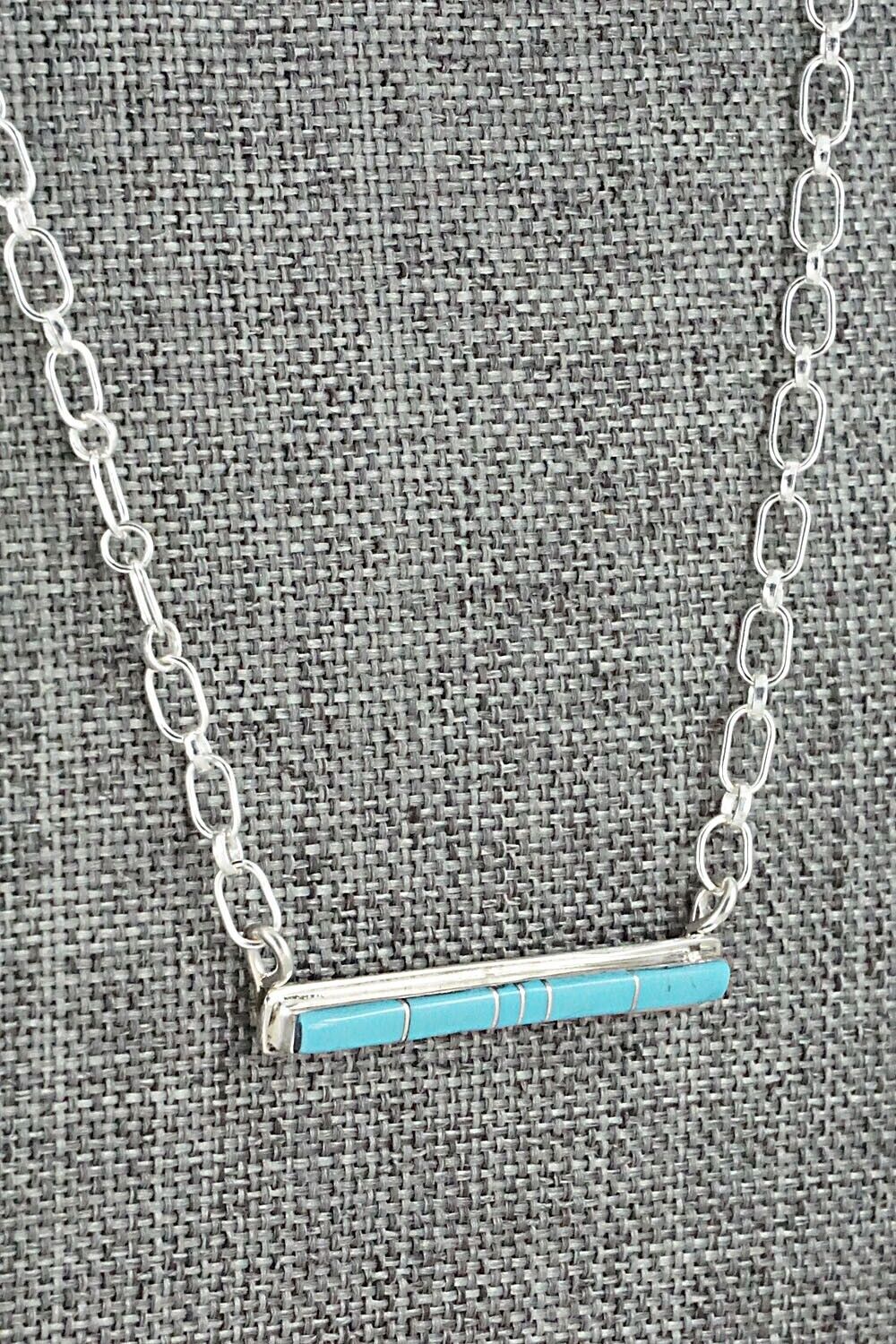 Turquoise & Sterling Silver Necklace - Roland Natachu