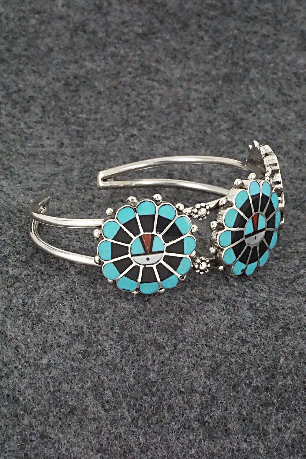 Multi Stone & Sterling Silver Inlay Bracelet - Delbert Soseeah
