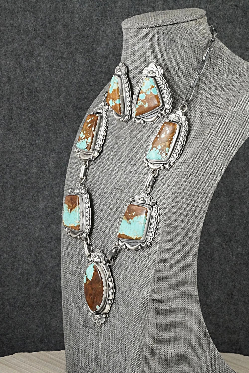 Turquoise & Sterling Silver Necklace and Earrings Set - Randy Boyd