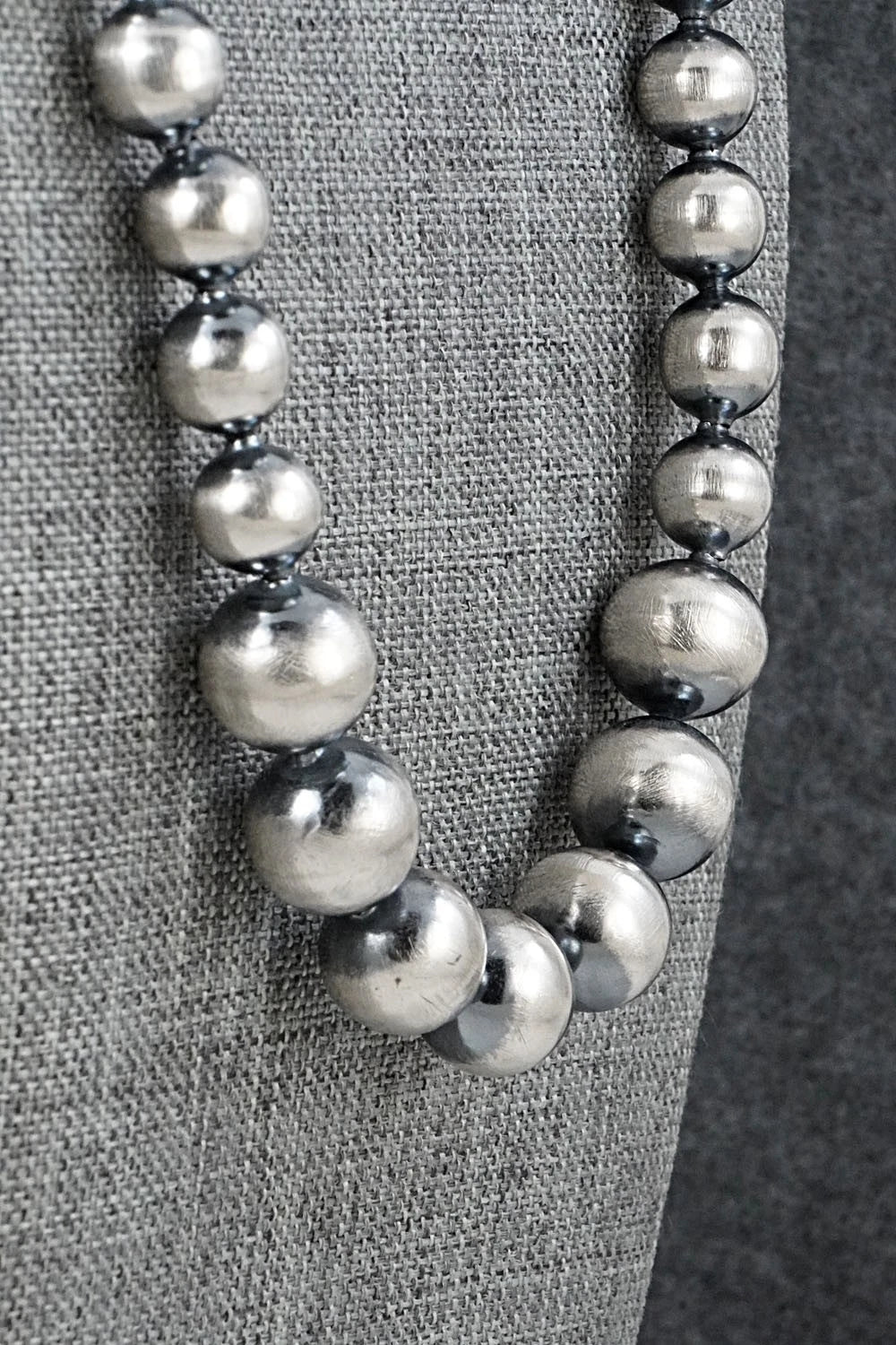Sterling Silver Navajo Pearl Necklace & Earrings Set - Treva Jim