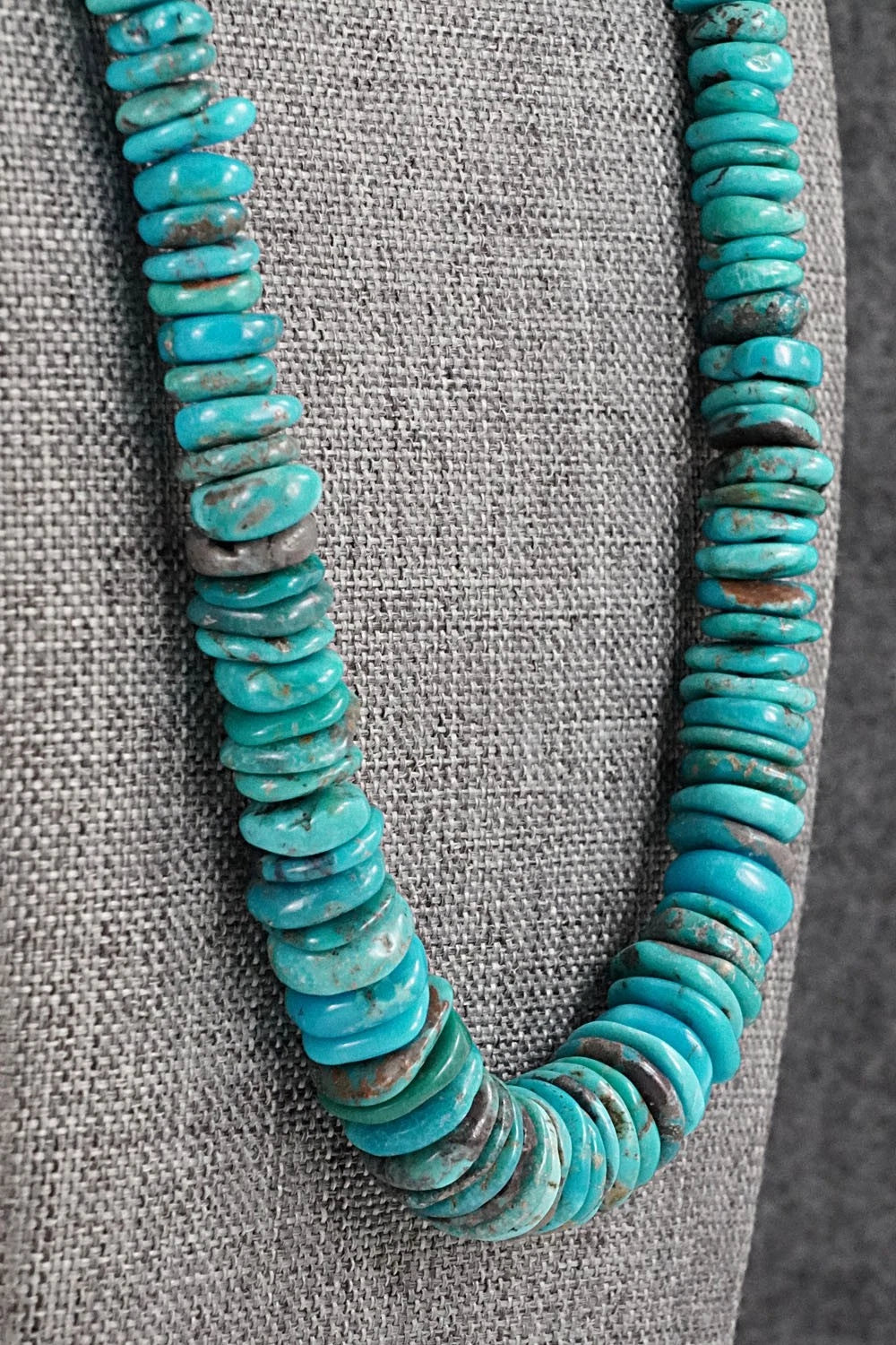 Turquoise & Sterling Silver Necklace 22" - Doreen Jake