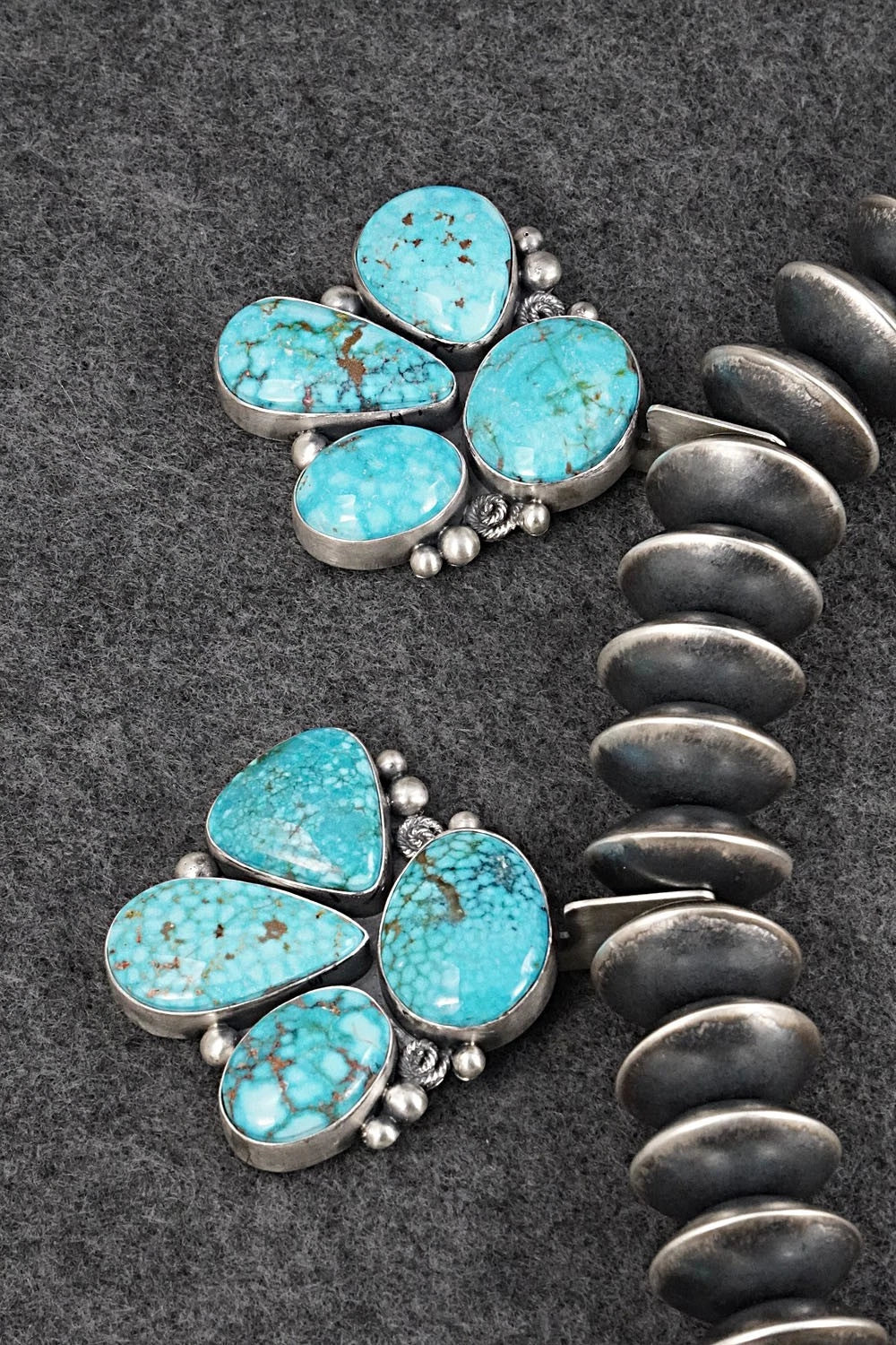 Turquoise & Sterling Silver Squash Blossom Set - Mark Yazzie