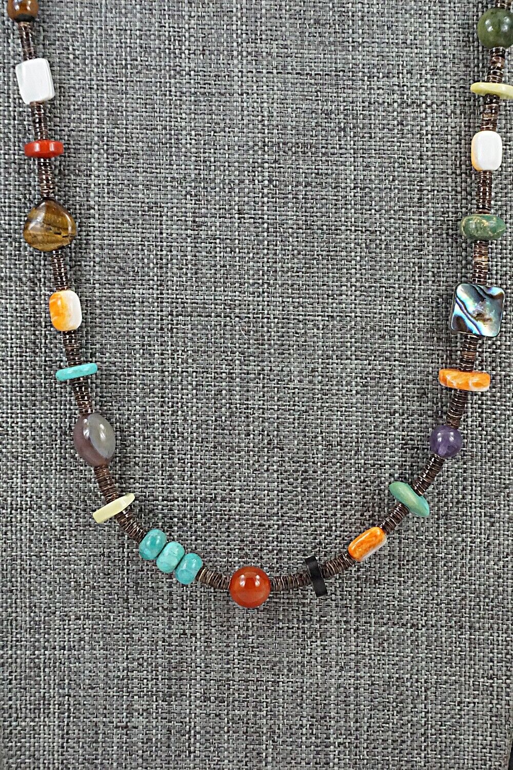 Multi-Stone & Sterling Silver Necklace 28" - Helen Tsosie