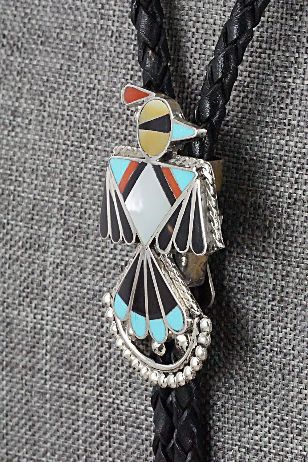 Multi-Stone & Sterling Silver Inlay Bolo Tie - Adrian Wallace