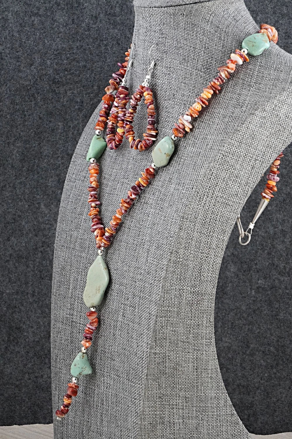 Spiny Oyster, Turquoise & Sterling Silver Necklace Set - Erika Brown