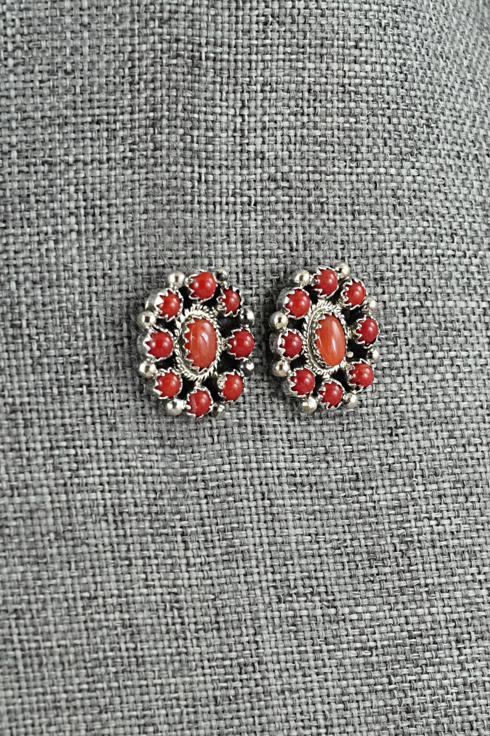Coral & Sterling Silver Earrings - Nathaniel Curley