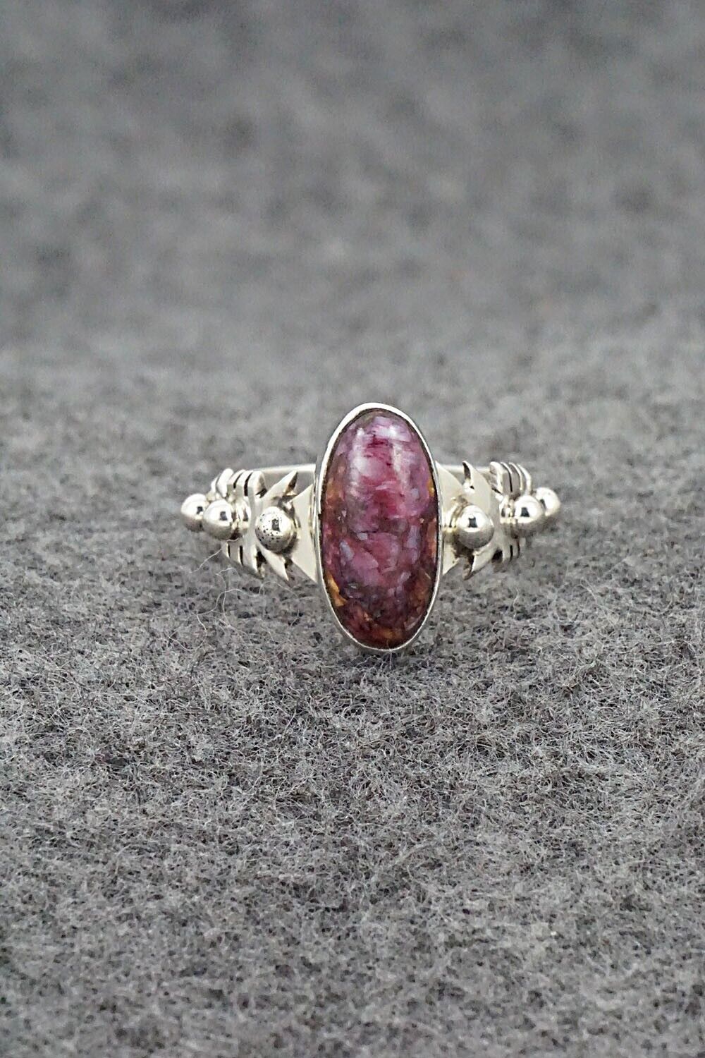 Spiny Oyster & Sterling Silver Ring - Andrew Vandever - Size 6
