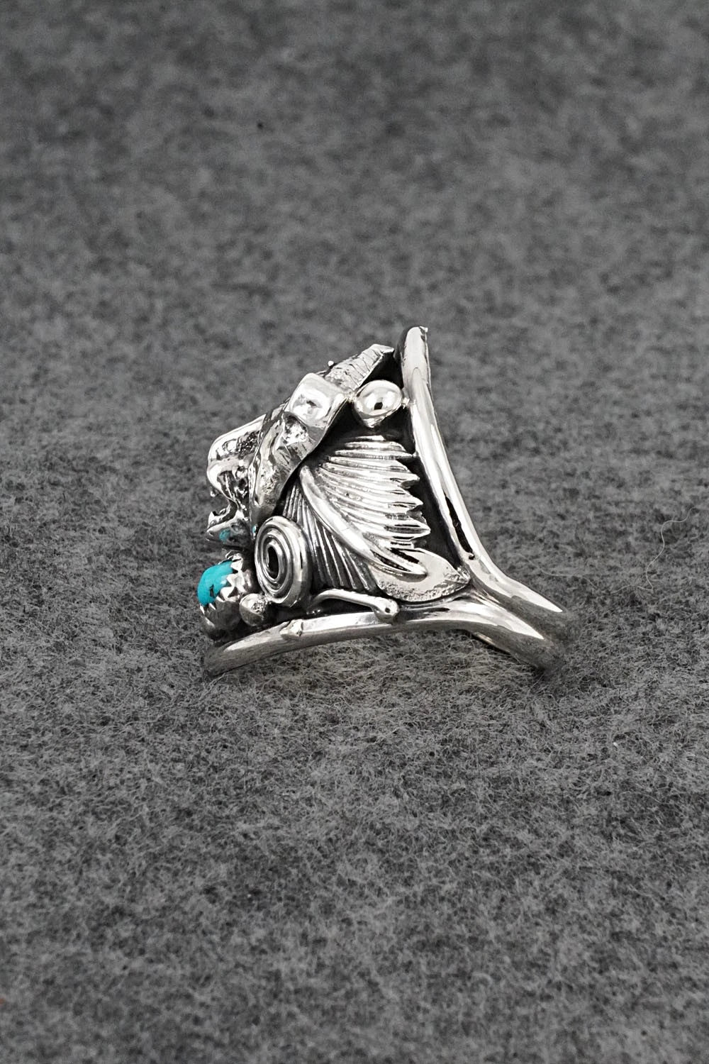 Turquoise & Sterling Silver Ring - Darrell Morgan - Size 10.5