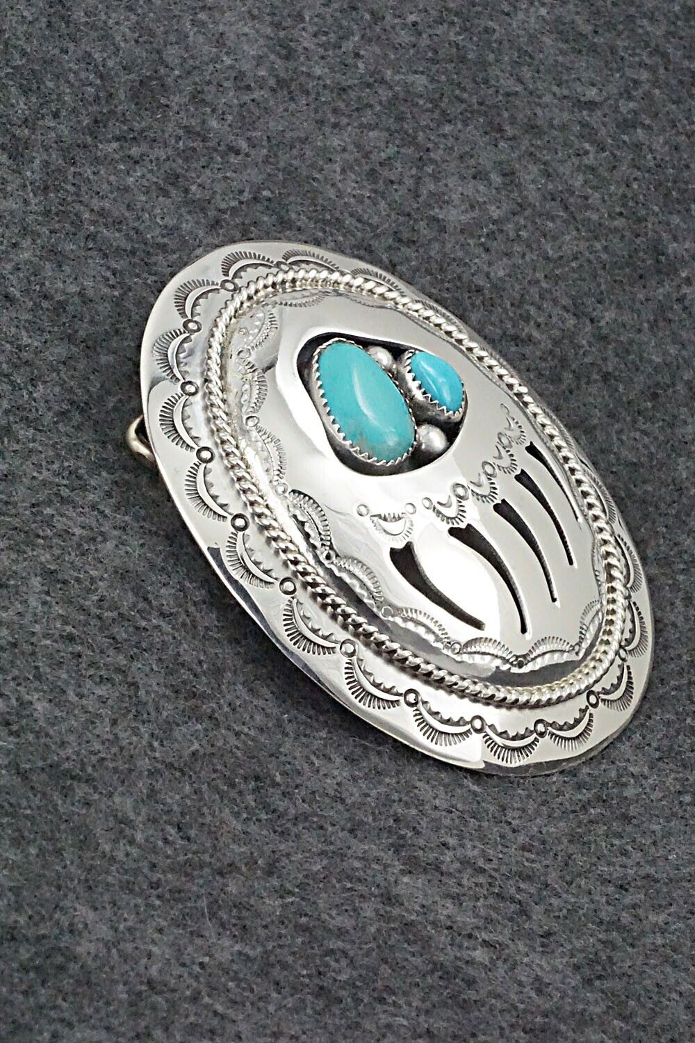 Turquoise & Sterling Silver Belt Buckle - Wilbert Muskett Sr.