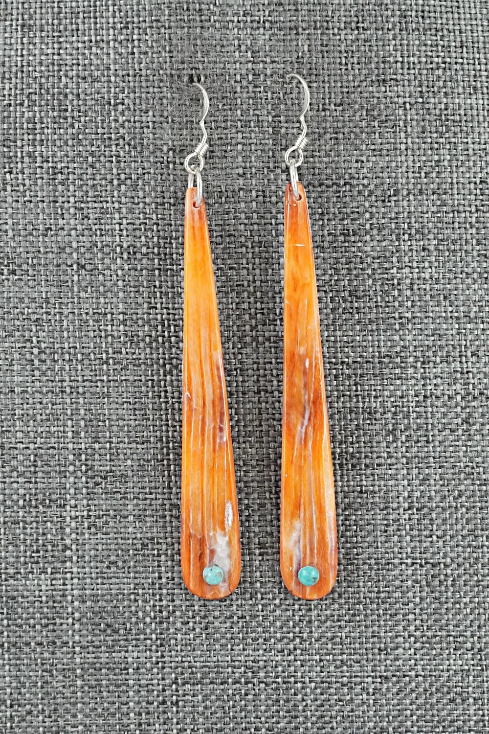 Spiny Oyster, Turquoise & Sterling Silver Earrings - Jesus Espino