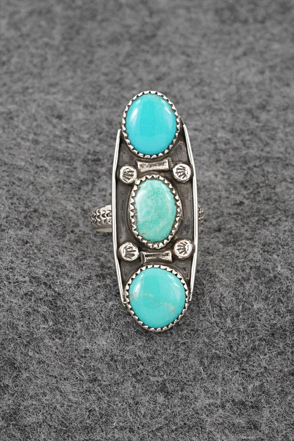 Turquoise & Sterling Silver Ring - Priscilla Reeder - Size 9.5