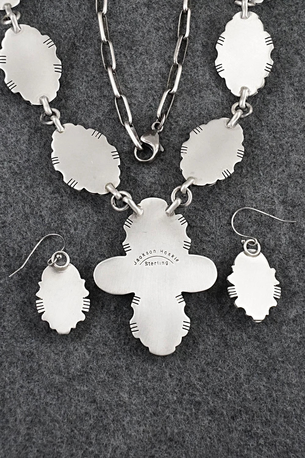 Turquoise & Sterling Silver Necklace and Earrings Set - Jackson Hoskie