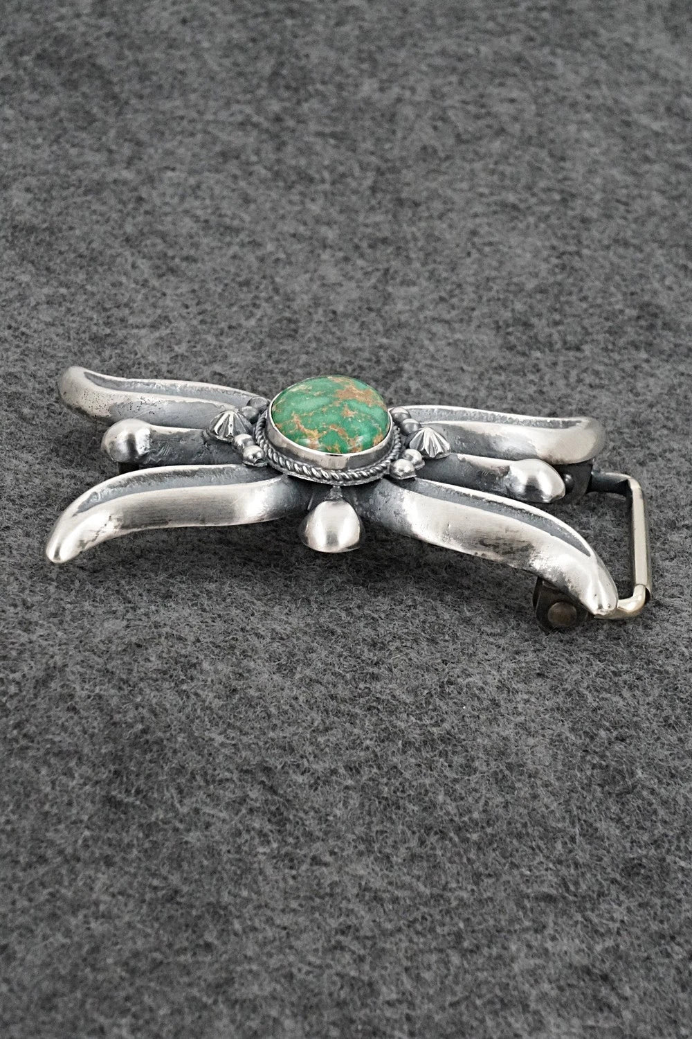 Turquoise & Sterling Silver Belt Buckle - Harrison Bitsue