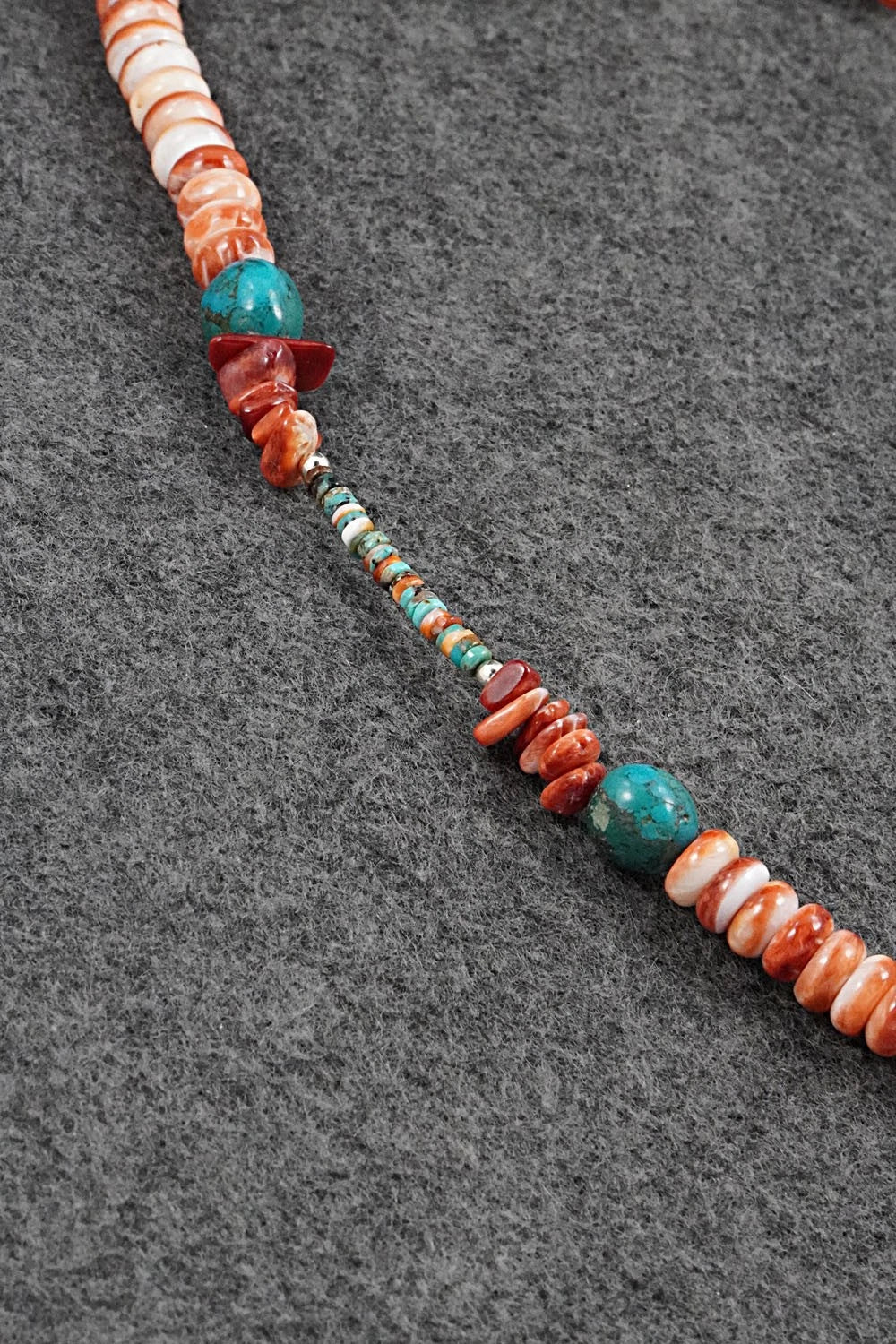 Spiny Oyster, Turquoise & Sterling Silver Necklace Set - Erika Brown