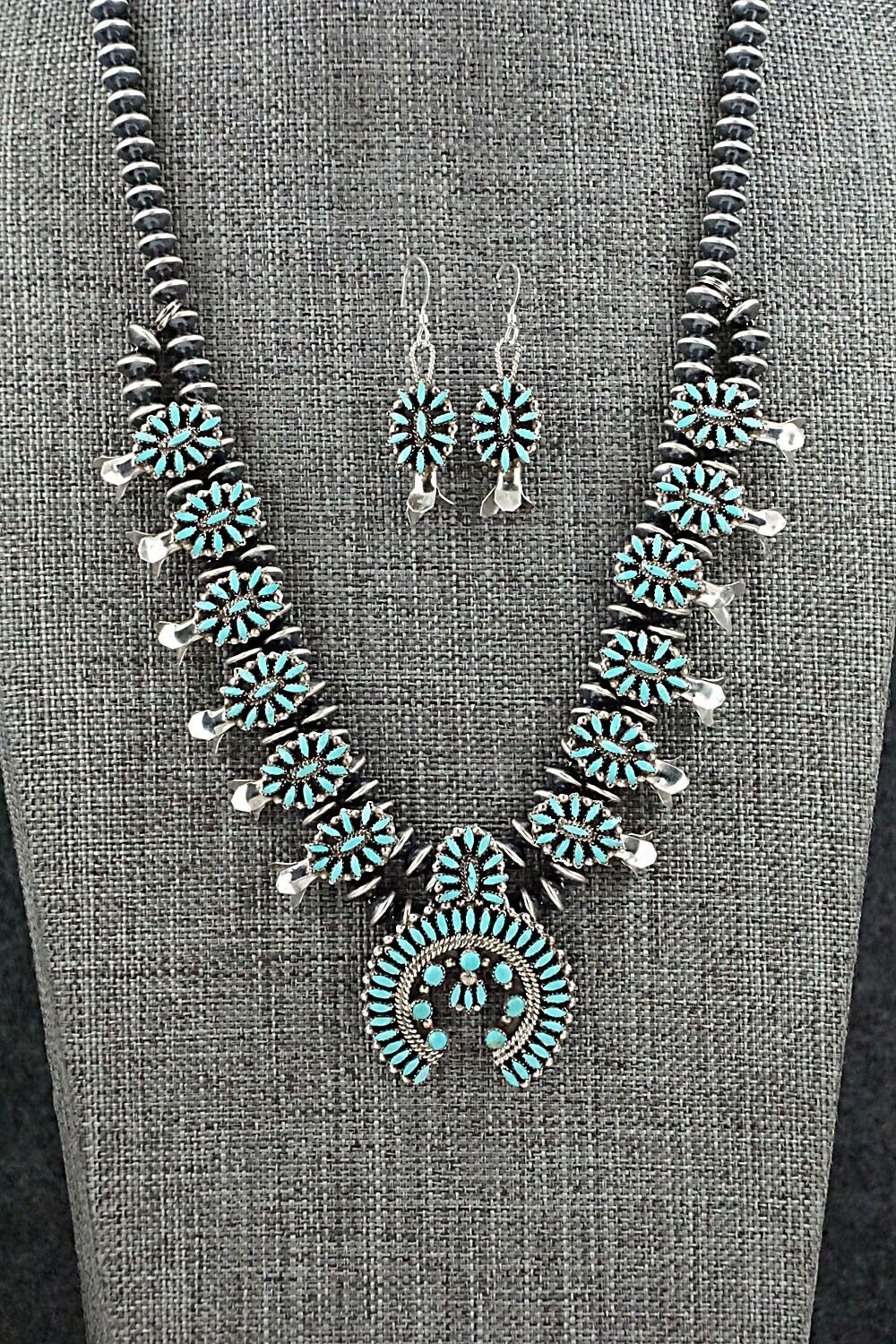Turquoise & Sterling Silver Mini Squash Blossom Set - Lorena Peina