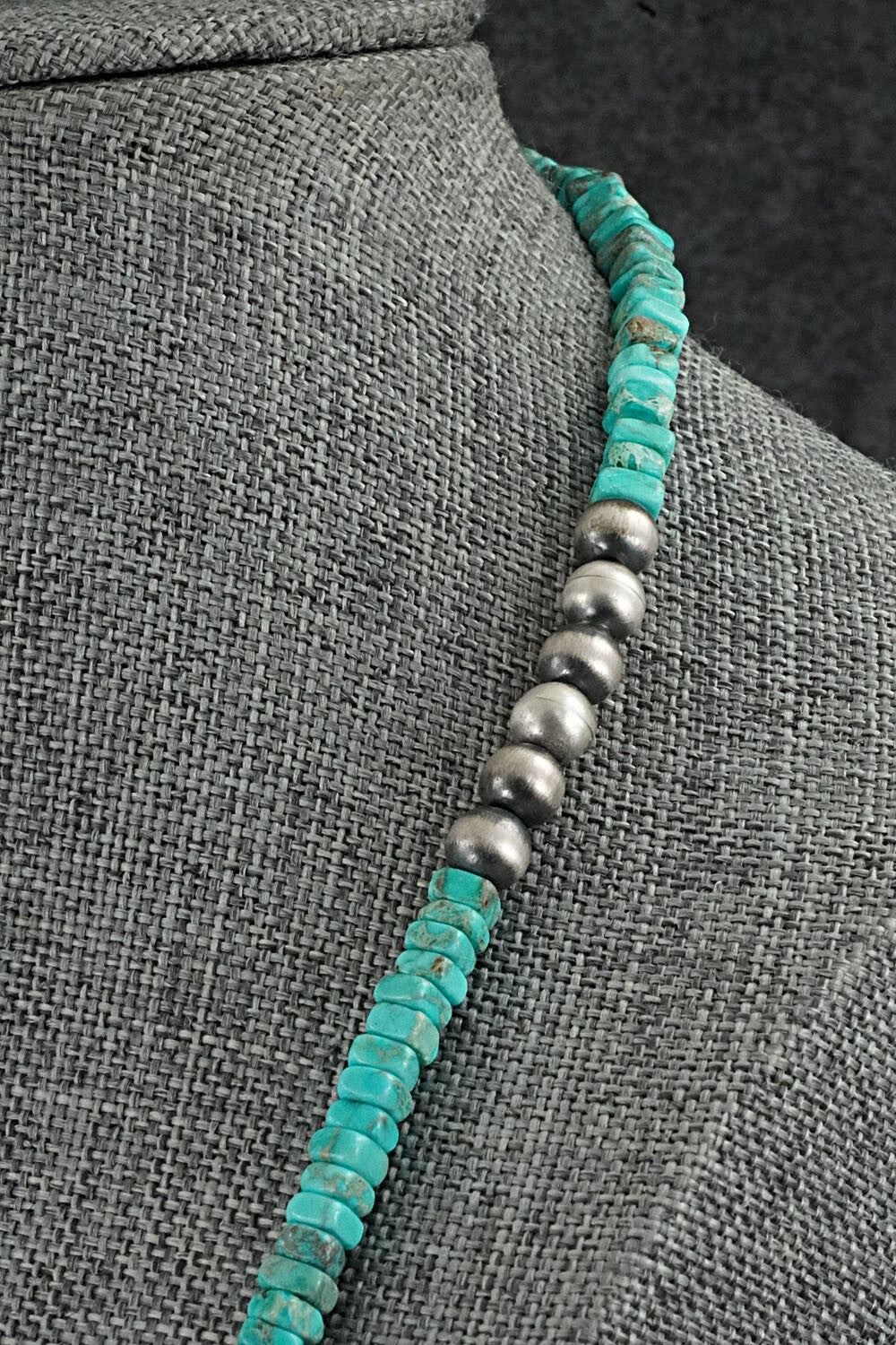 Turquoise & Sterling Silver Necklace 21" - Doreen Jake