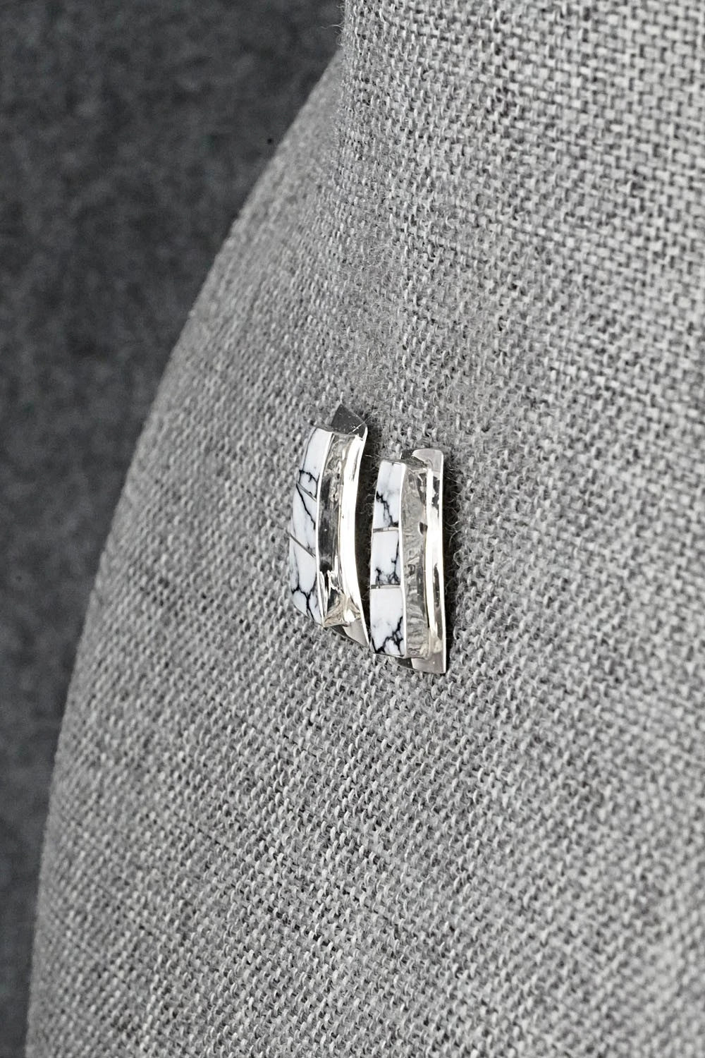 White Buffalo & Sterling Silver Earrings - Nathaniel Johnson