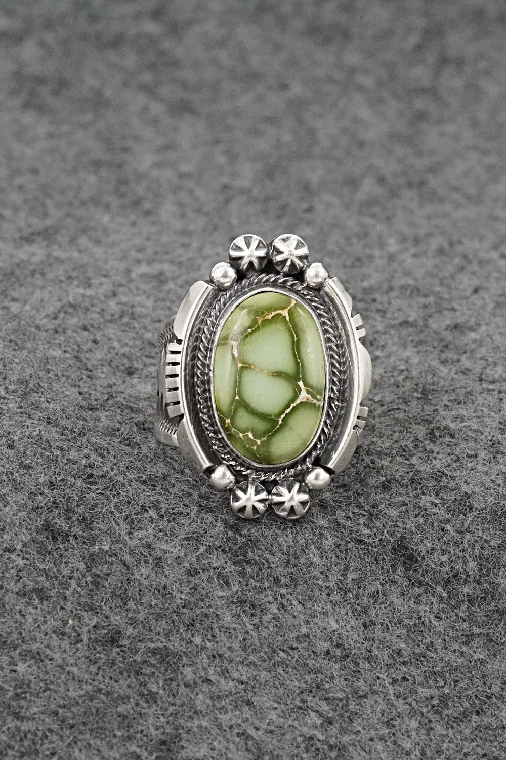 Turquoise & Sterling Silver Ring - Samuel Yellowhair - Size 7.5
