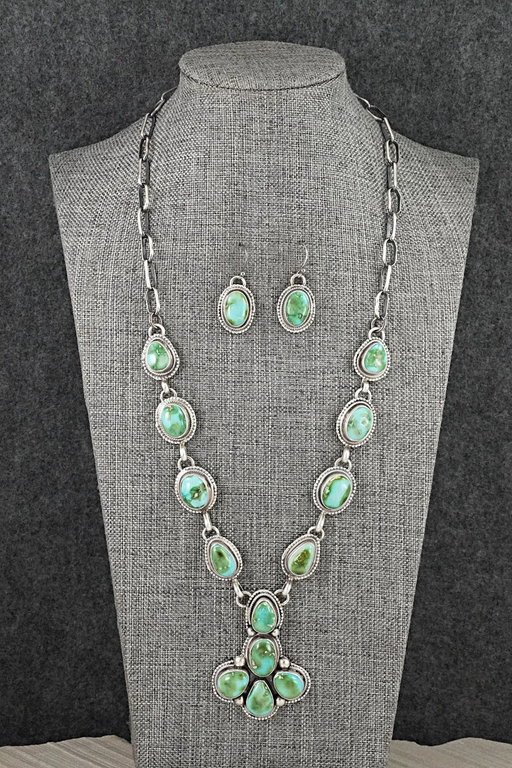 Turquoise & Sterling Silver Necklace and Earrings Set - Kathleen Livingston