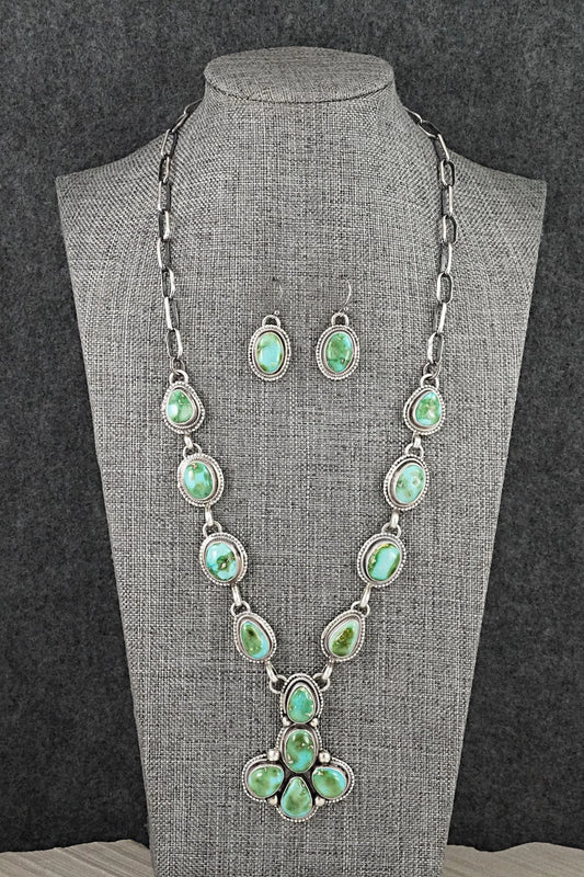 Turquoise & Sterling Silver Necklace and Earrings Set - Kathleen Livingston