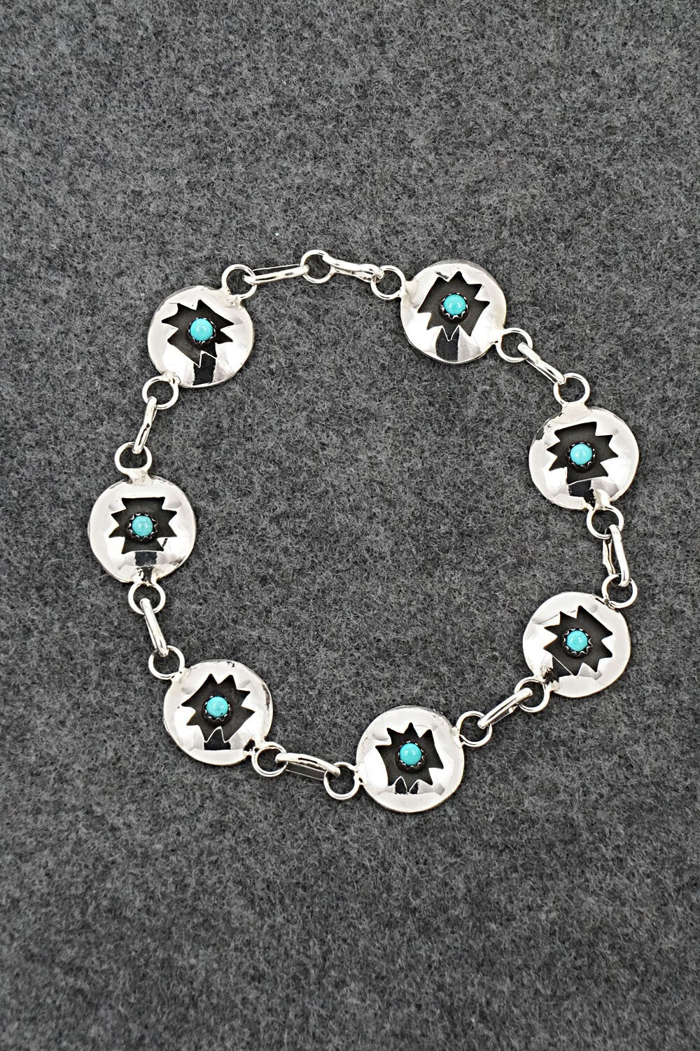 Turquoise & Sterling Silver Link Bracelet - David Morgan
