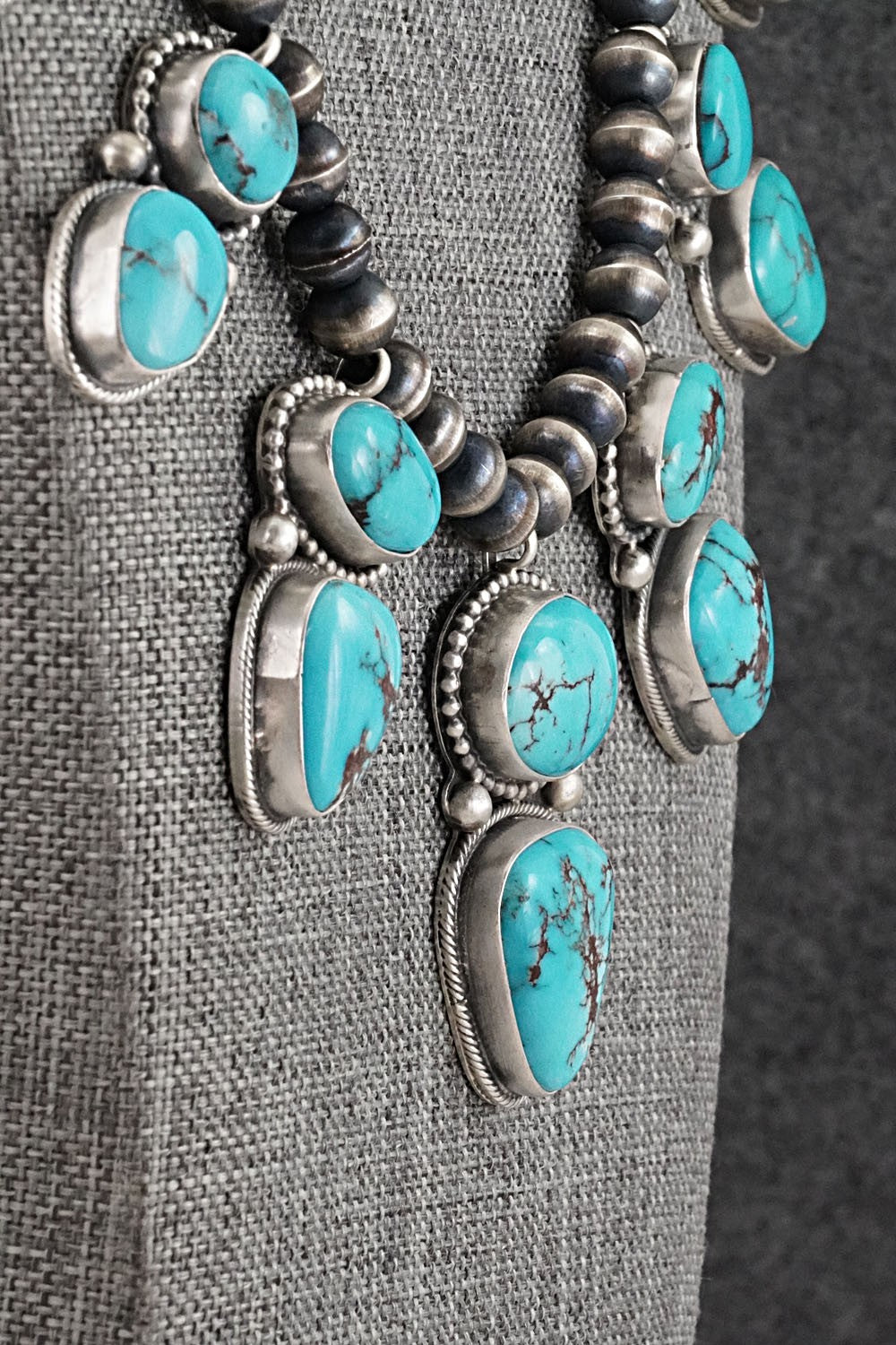 Turquoise & Sterling Silver Necklace and Earrings Set - Bobby Johnson