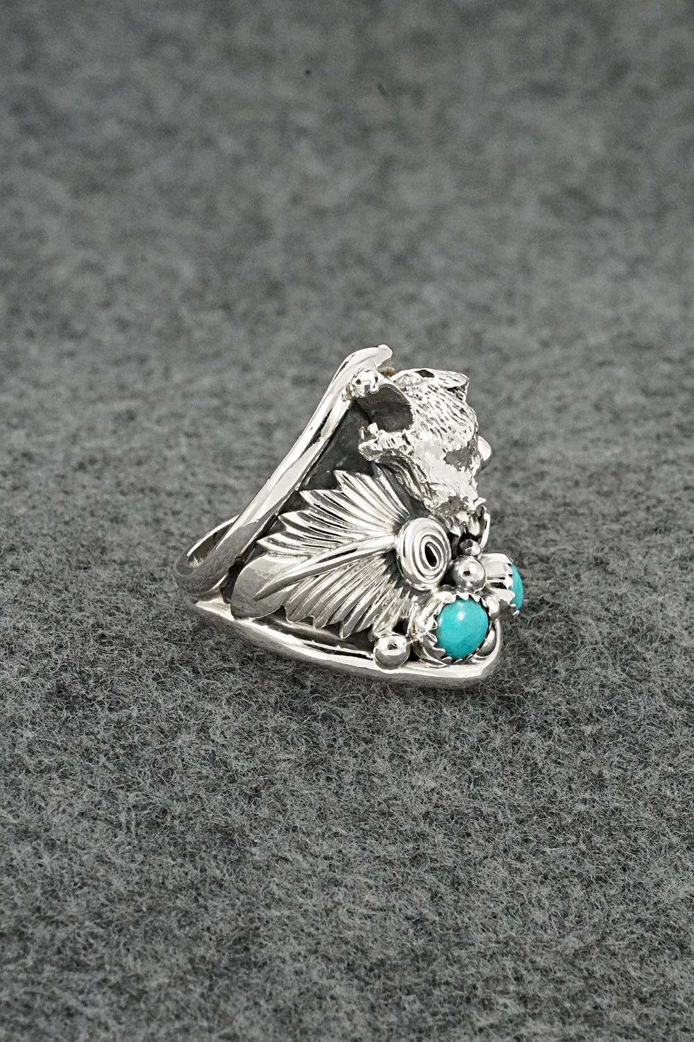Turquoise & Sterling Silver Ring - Darrell Morgan - Size 10