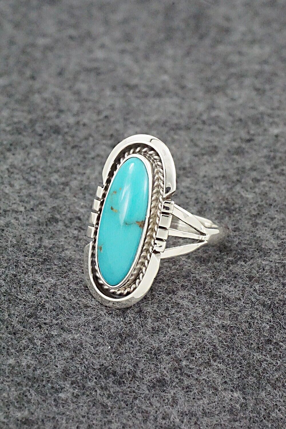 Turquoise & Sterling Silver Ring - Samuel Yellowhair - Size 7.75