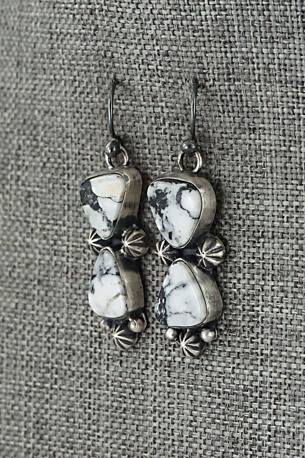 White Buffalo & Sterling Silver Squash Blossom Set - Joe Piaso