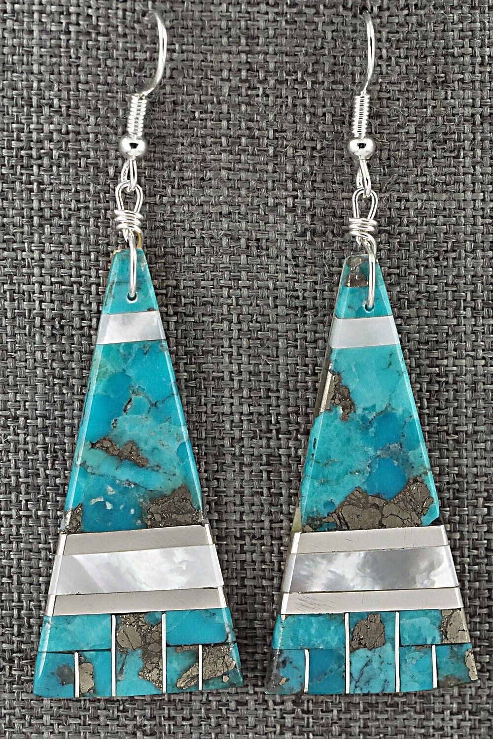 Turquoise, Mother of Pearl & Sterling Silver Earrings - Daniel Coriz