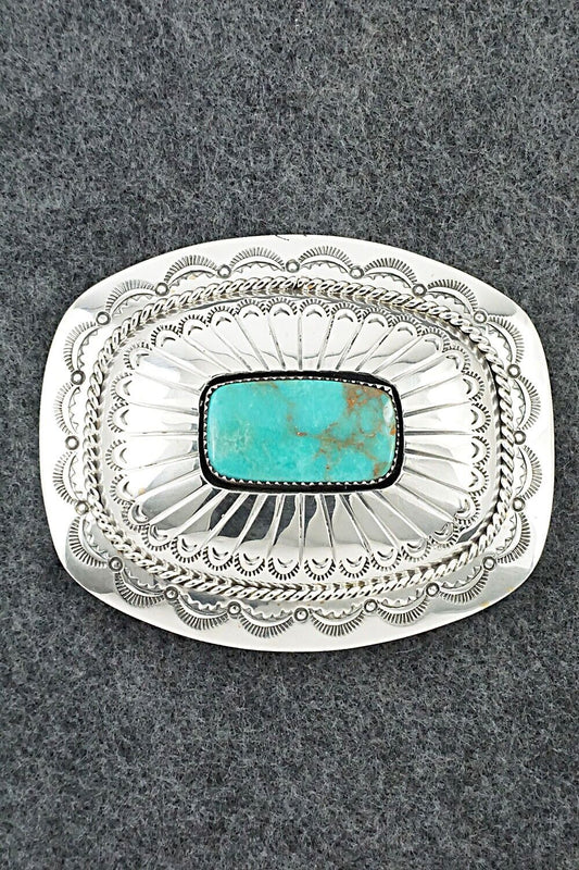 Turquoise & Sterling Silver Belt Buckle - Wilbert Muskett Sr.