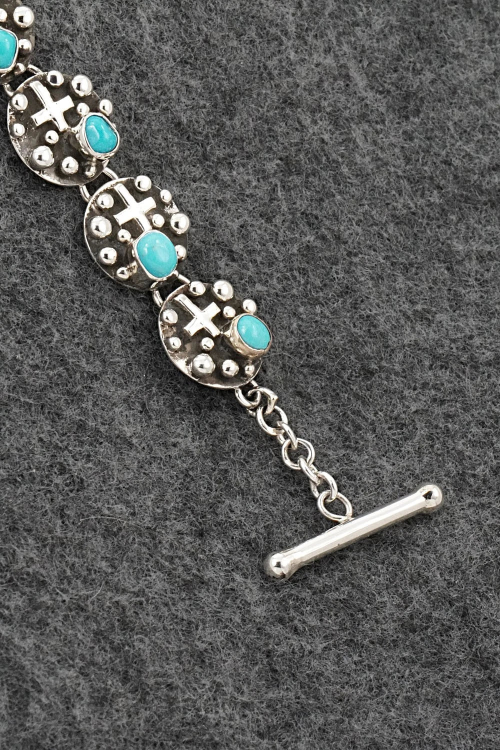 Turquoise & Sterling Silver Link Bracelet - Akee Douglas