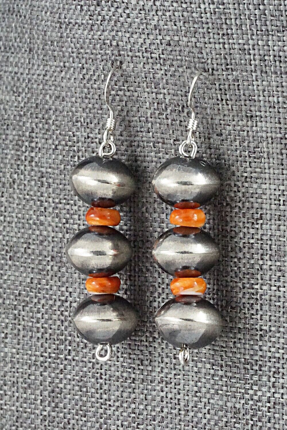 Spiny Oyster & Sterling Silver Navajo Pearl Earrings - Presley Haley